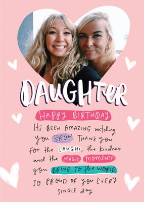 Happy Birthday Daughter Heart Photo Upload Card