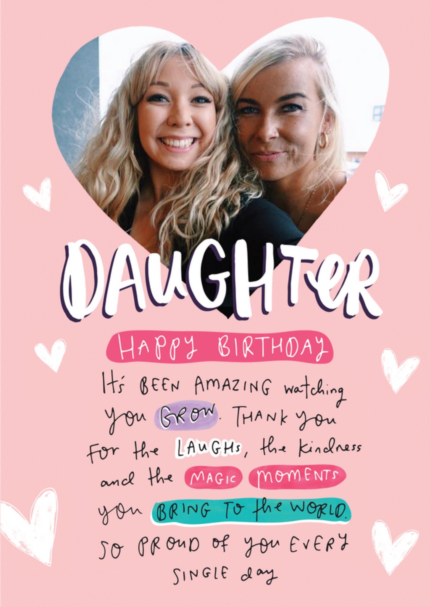 Moonpig Happy Birthday Daughter Heart Photo Upload Card Ecard