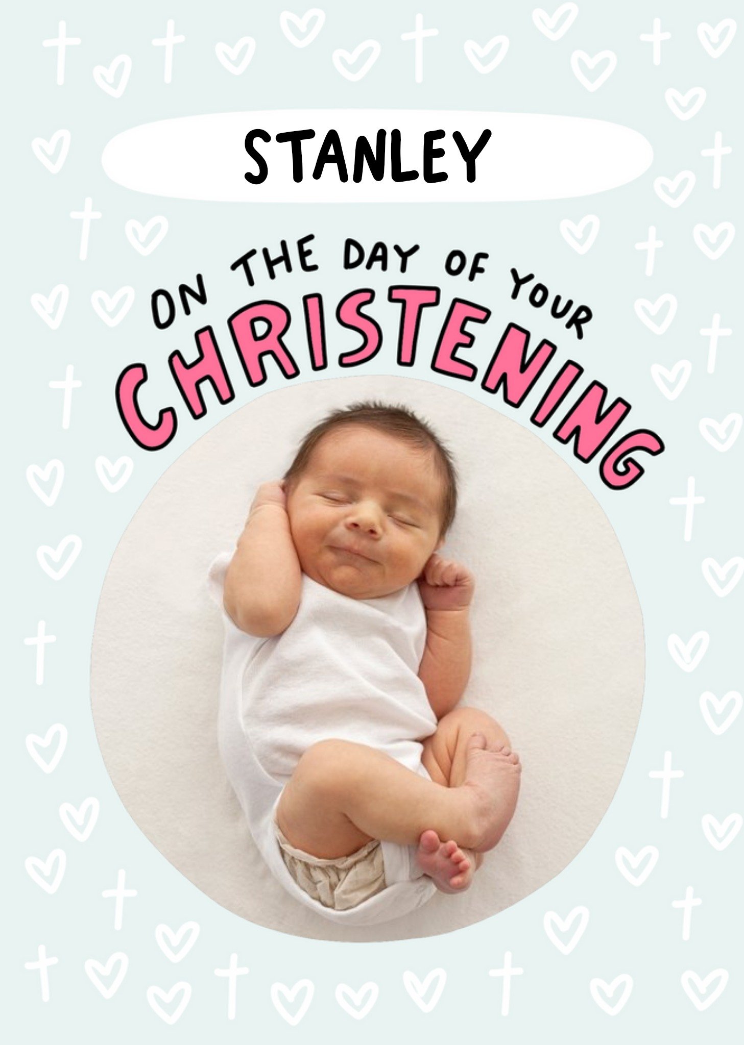 Love Hearts Angela Chick Photo Upload Cute Christening Card Ecard