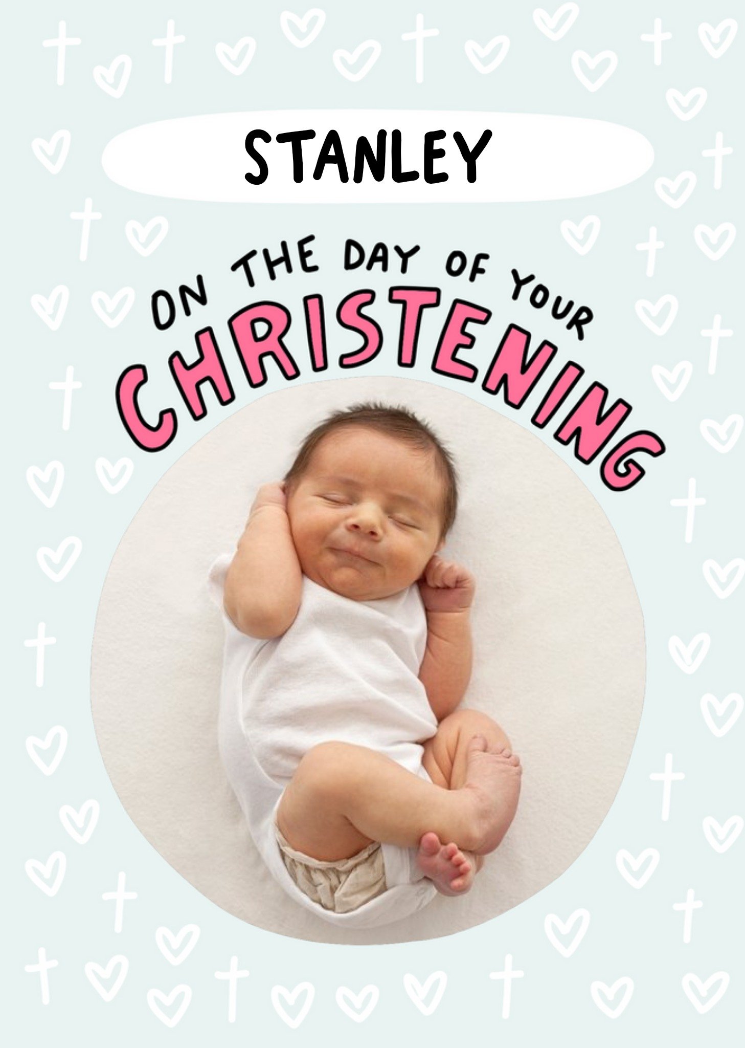 Love Hearts Angela Chick Photo Upload Cute Christening Card