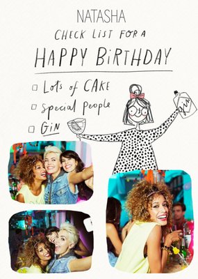 Triple Photo Upload Birthday Checklist Birthday Card