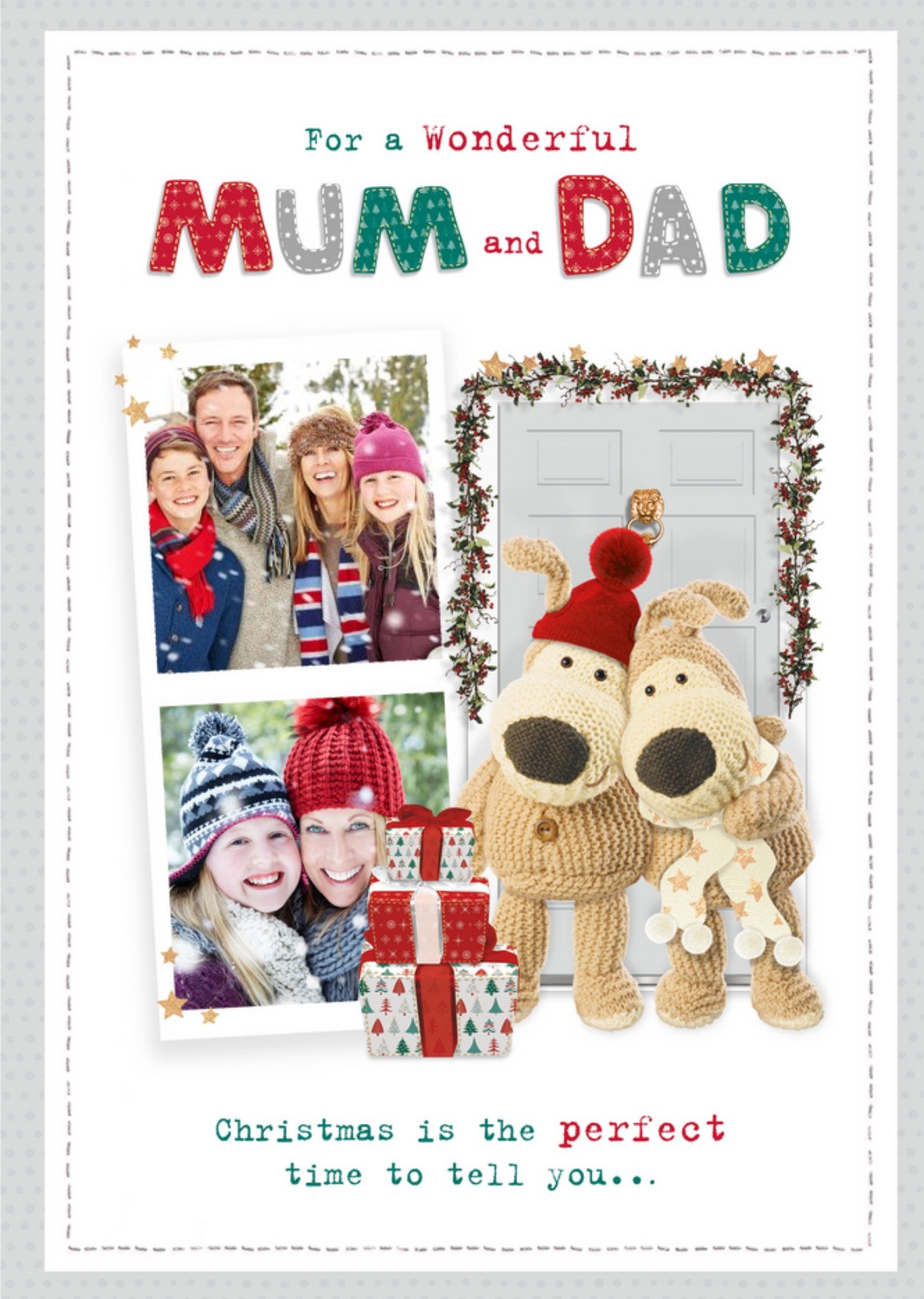 Boofle Christmas Photo Upload Card For A Wonderful Mum And Dad, Large