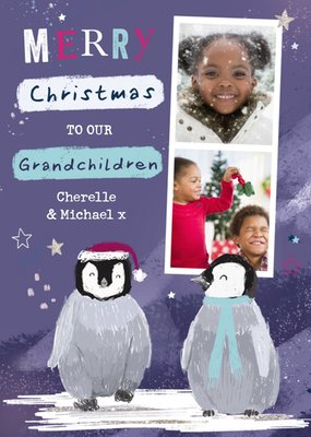 Cute From the Granparents Penguin Photo Upload Christmas card