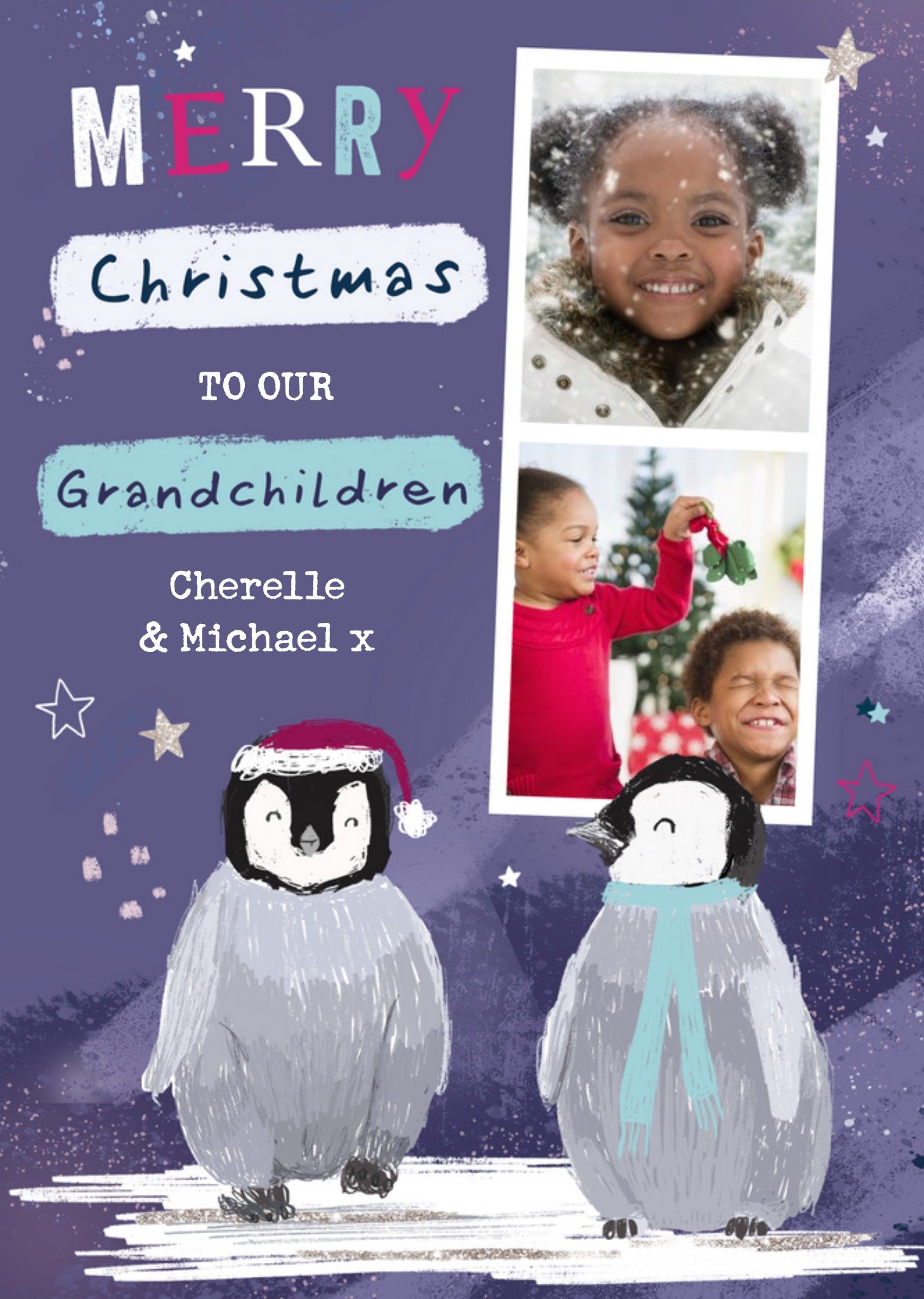 Moonpig Cute From The Granparents Penguin Photo Upload Christmas Card Ecard