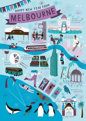 Infographic Map Of Melbourne Happy New Year From Melbourne Card