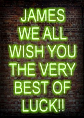 Neon Lights Best Of Luck Personalised Card