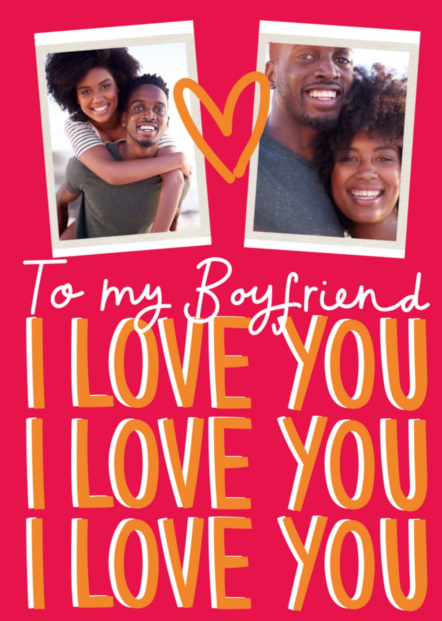 Moonpig Boyfriend I Love You 2 Photo Upload Valentines Day Card, Large