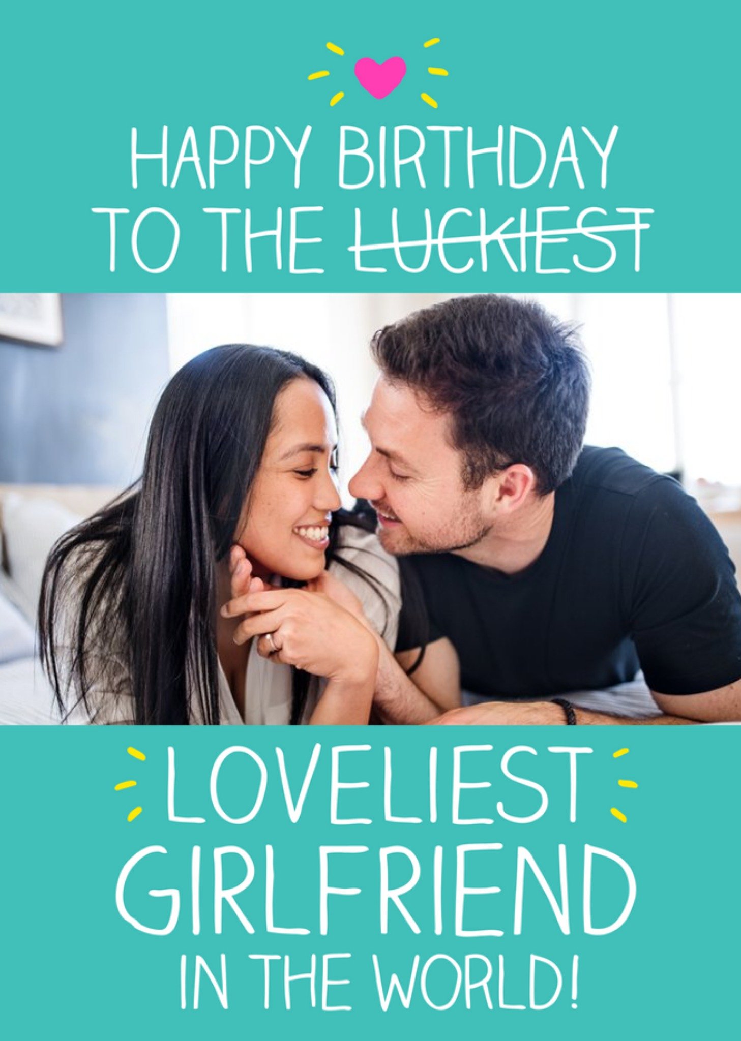 Happy Jackson Luckiest Loveliest Girlfriend In The World Photo Upload Birthday Card, Large