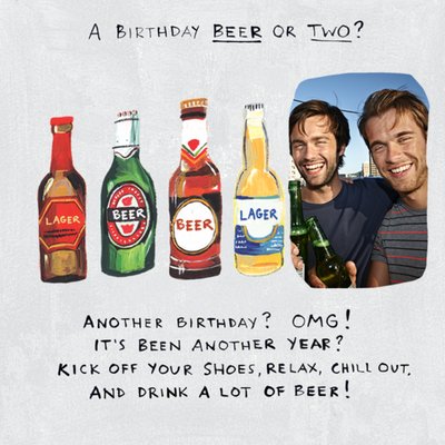 A Birthday Beer Or Two? Photo Upload Birthday Card