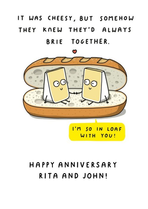 Mungo And Shoddy Cheesy Brie Together Funny Anniversary Card