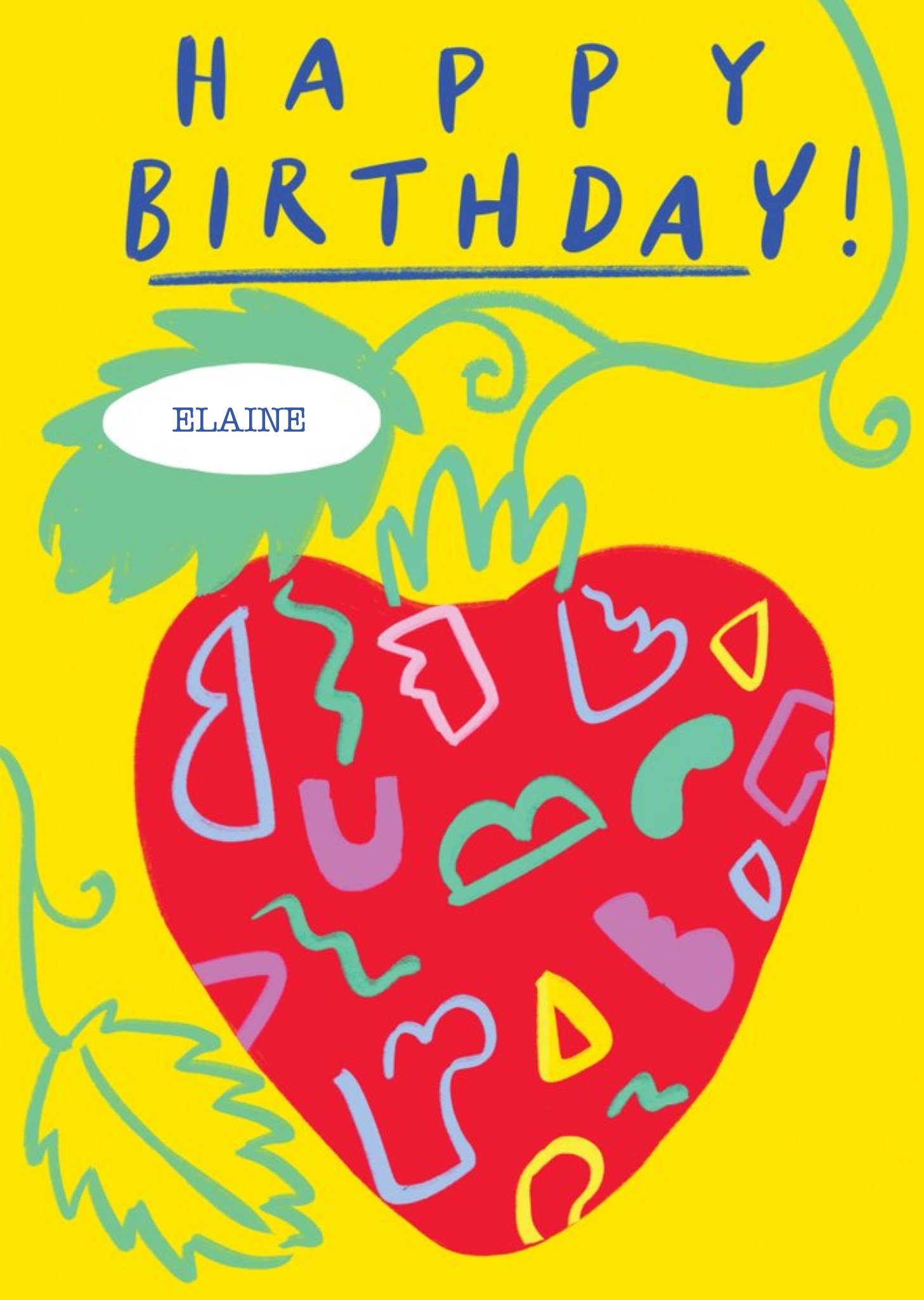 Moonpig Vibrant Illustration Of A Strawberry Birthday Card, Large