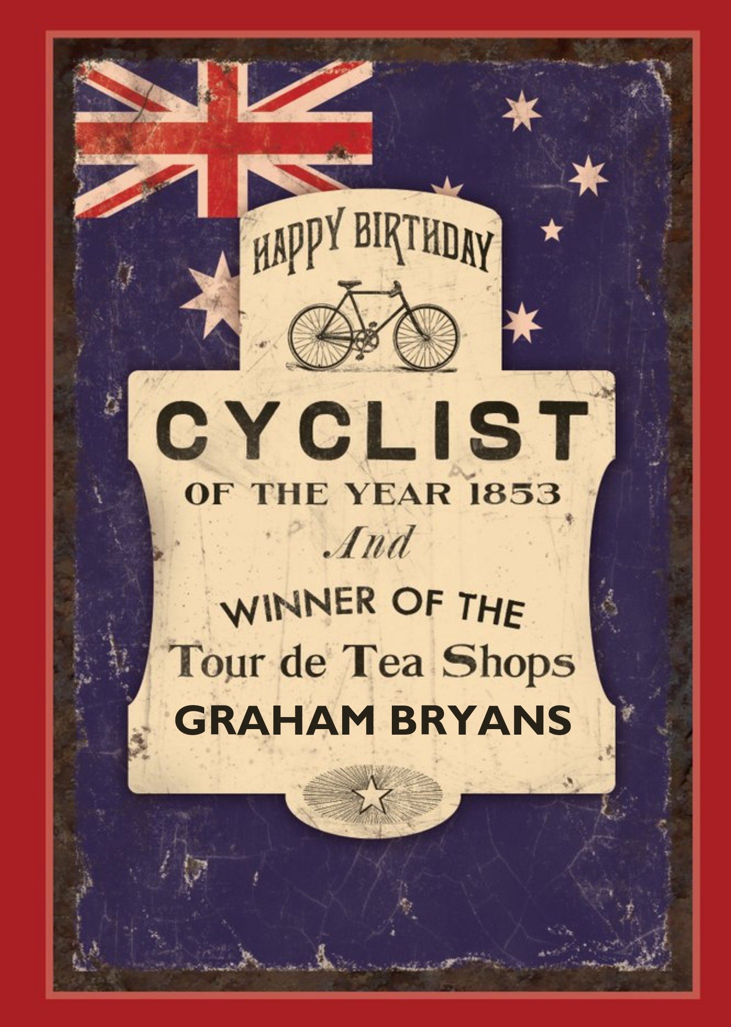 Moonpig Australias Cyclist Of The Year Personalised Card, Large