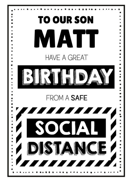 Jam and Toast Son Safe Social Distancing Birthday Card