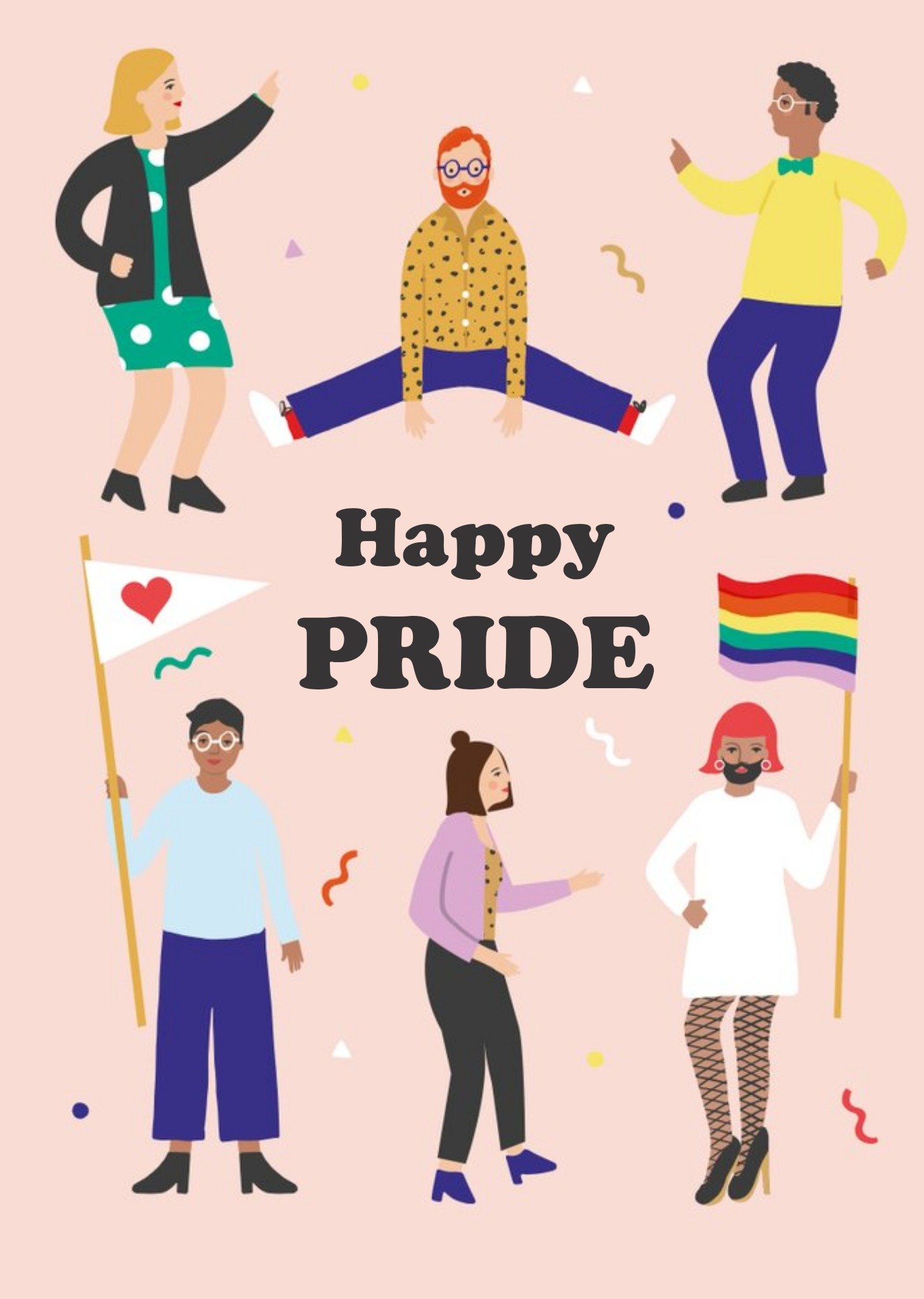 Diverse Illustrated Characters Pride Card Ecard