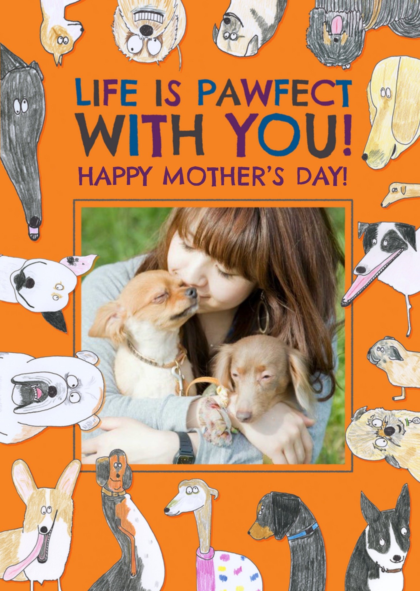 Hercule Van Wolfwinkle Quirky Illustrations Of Dogs Humorous Photo Upload Mother's Day Card