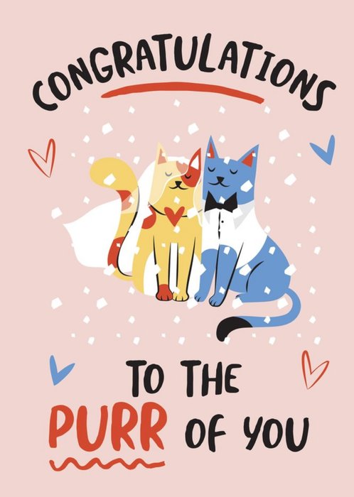 Funny Illustration Congrats To The Purr Of You Newly Weds Card