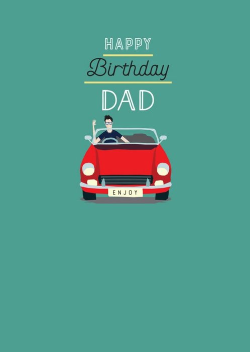 Traditional Illustrated Car Birthday Card