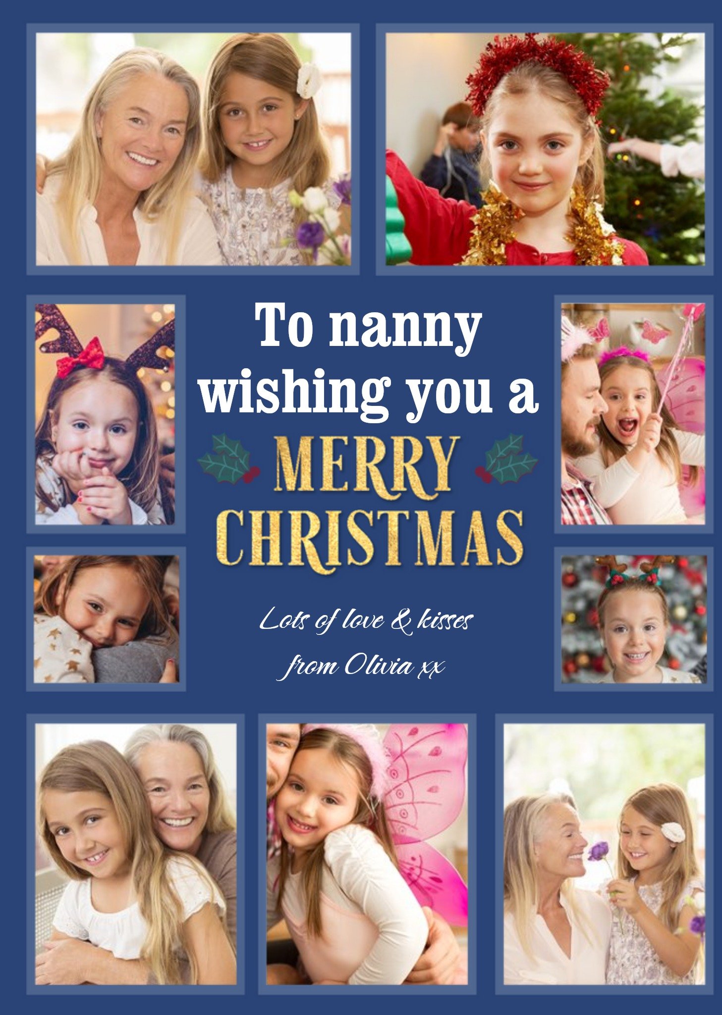 Moonpig Multi Photo Upload Christmas Card For Nanny, Large
