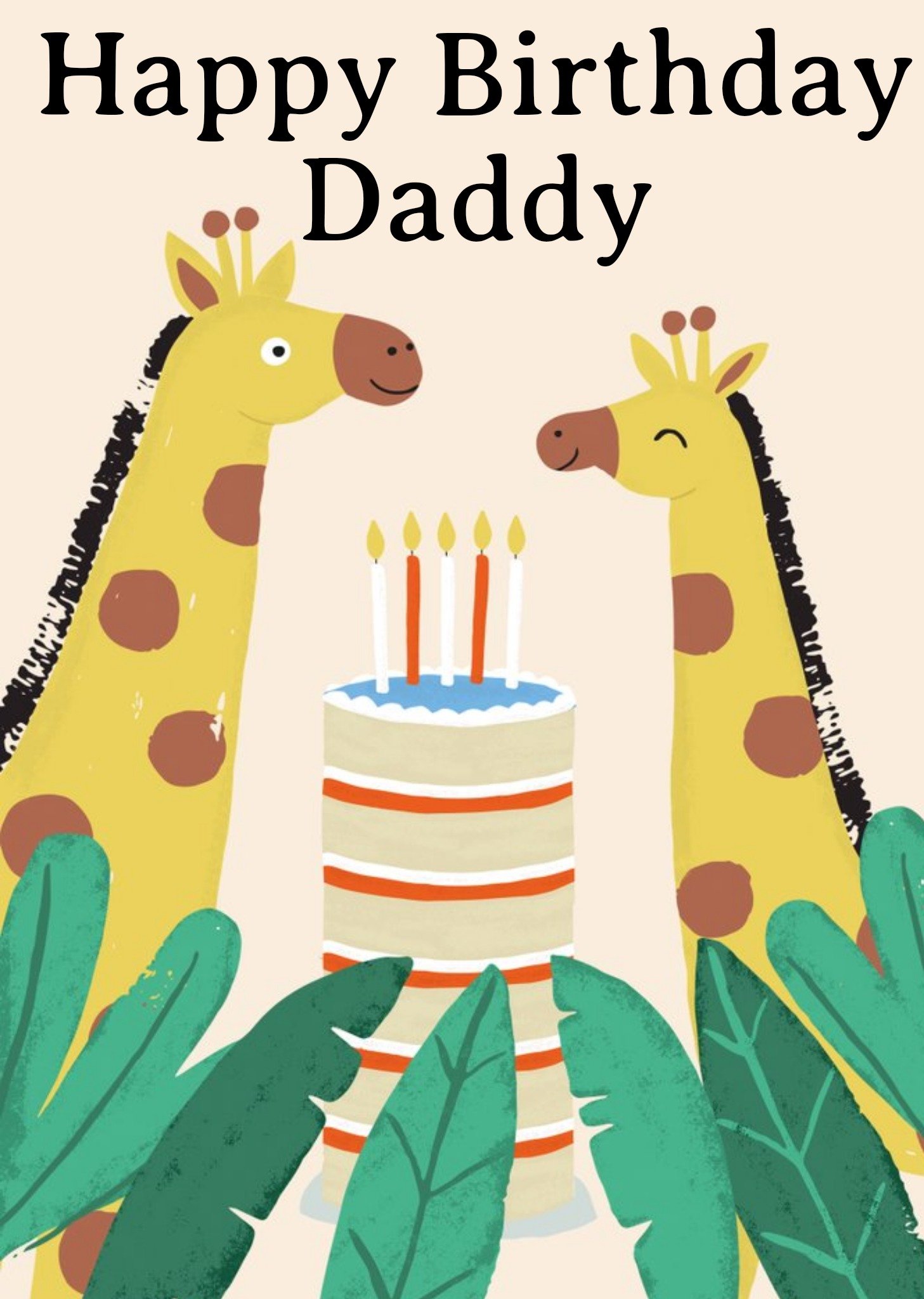 Cute Illustrated Giraffes Daddy Birthday Card Ecard