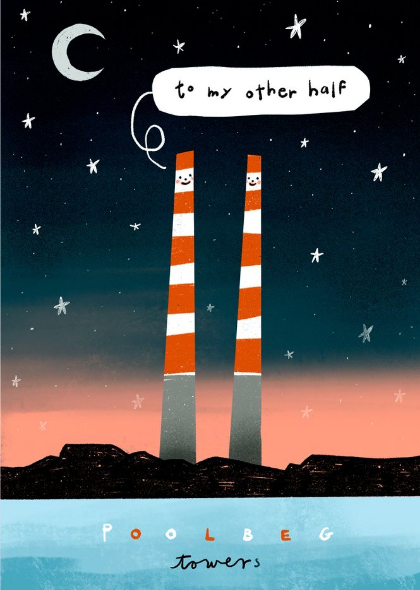 Illustrated To My Other Half Poolbeg Towers Just To Say Card Ecard