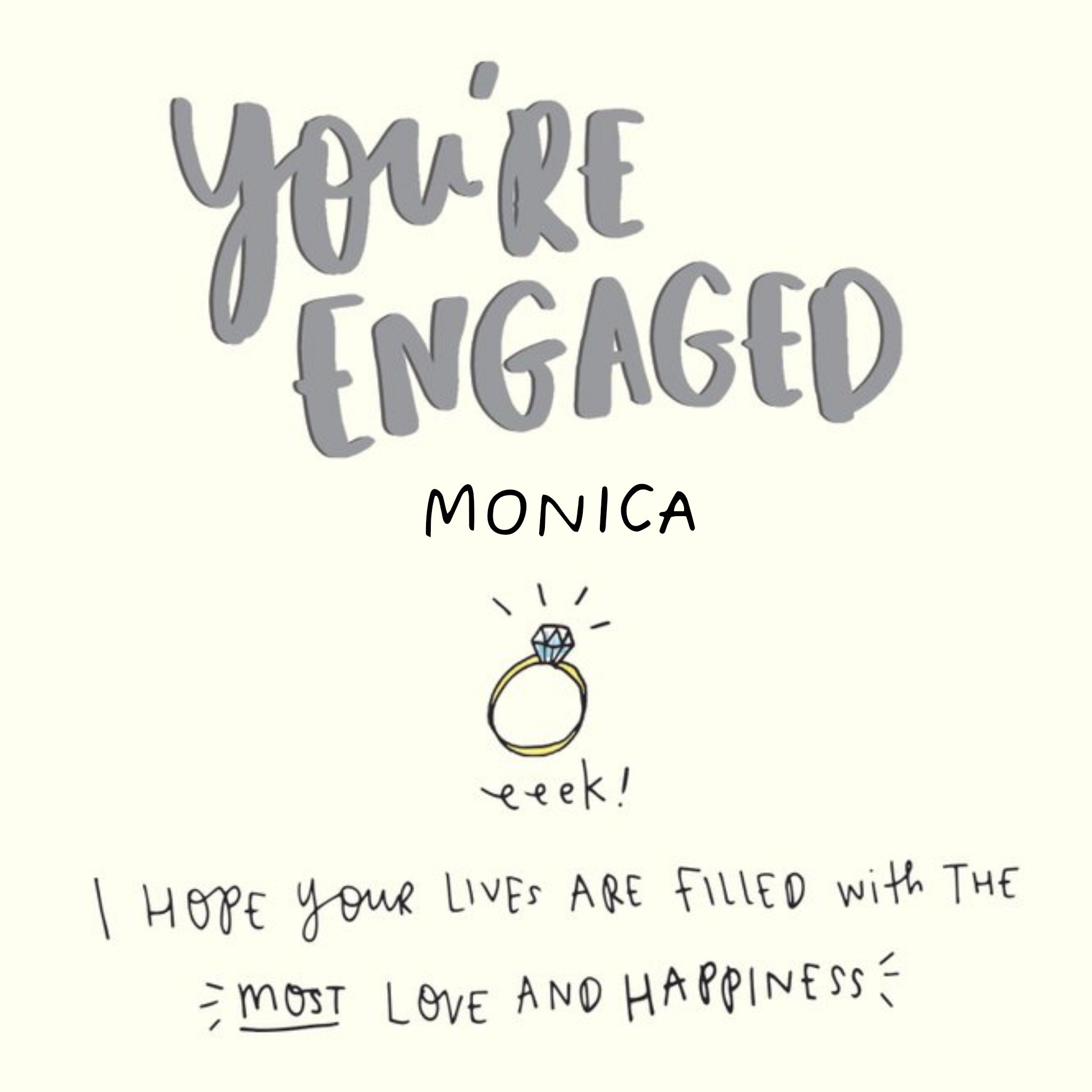 Moonpig Diamond Ring Illustration Personalised Engagement Card, Large