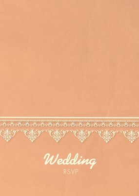 Coral And Lace Doily Pattern Wedding Invitation
