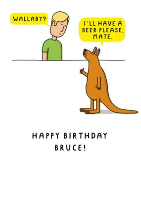 Illustration Of A Shop Keeper Talking To A Wallaby Funny Pun Birthday Card