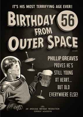 Film Noir Birthday From Outter Space Birthday Card