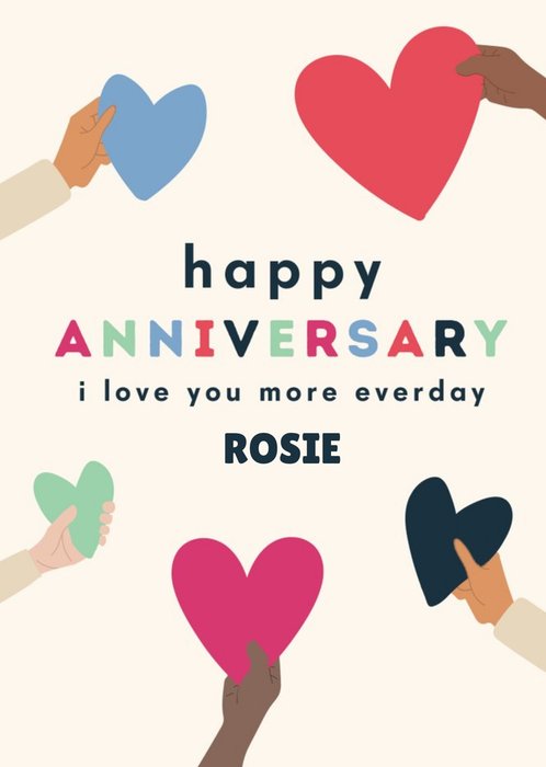 Illustrations Of Hands Holding Love Hearts Anniversary Card