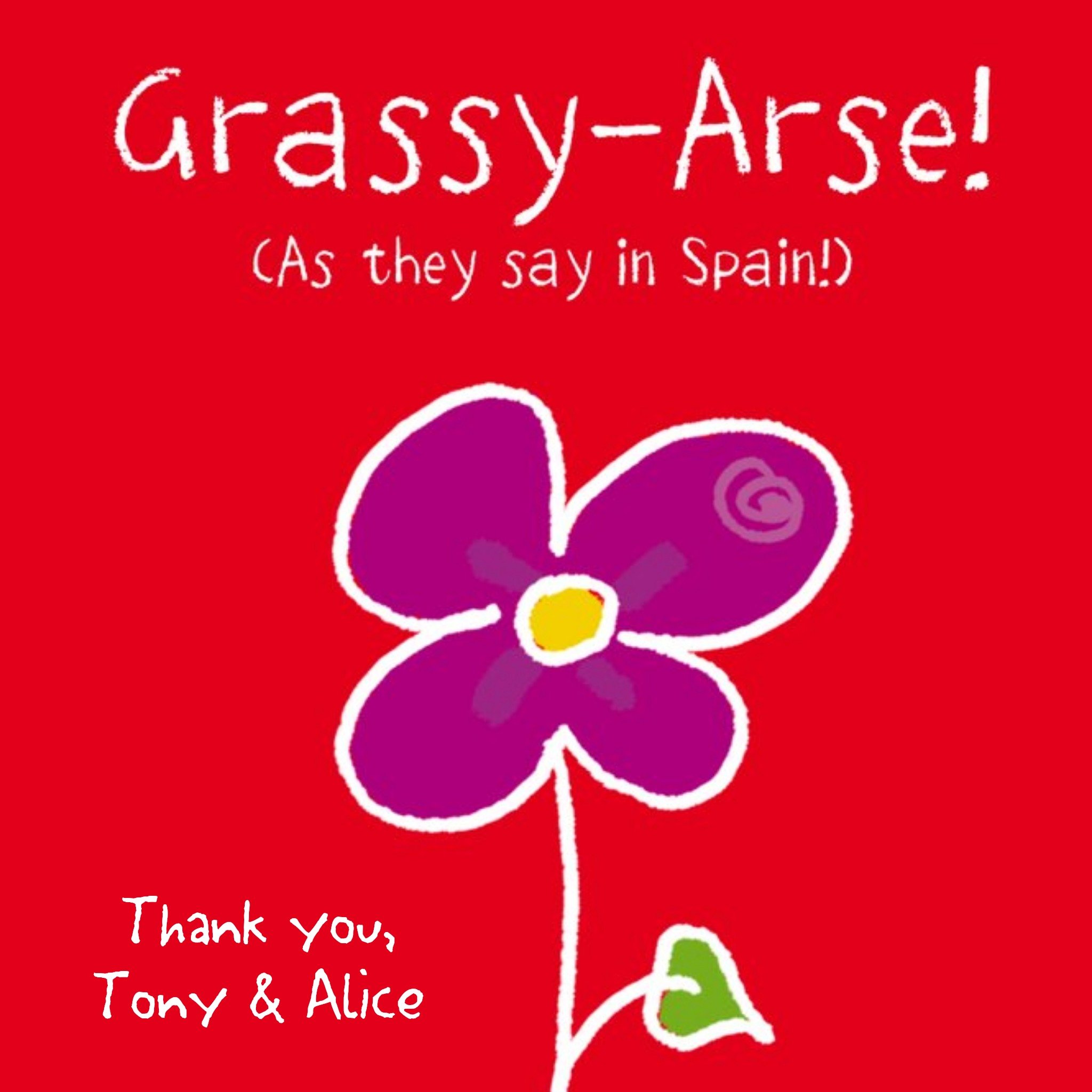 Grassy-Arse Personalised Thank You Card, Square