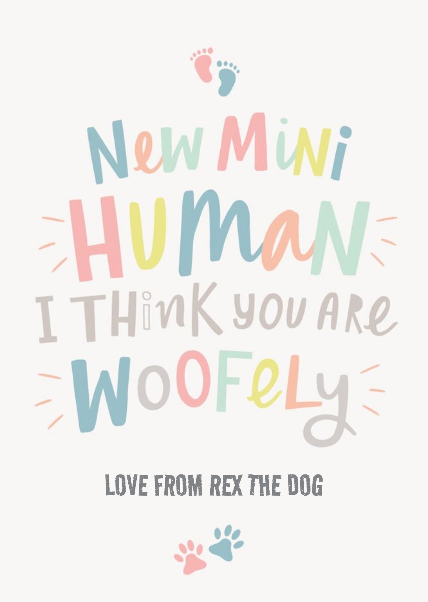 Moonpig Cute Colourful Lettering New Baby Dog Arty Male Female Card , Large