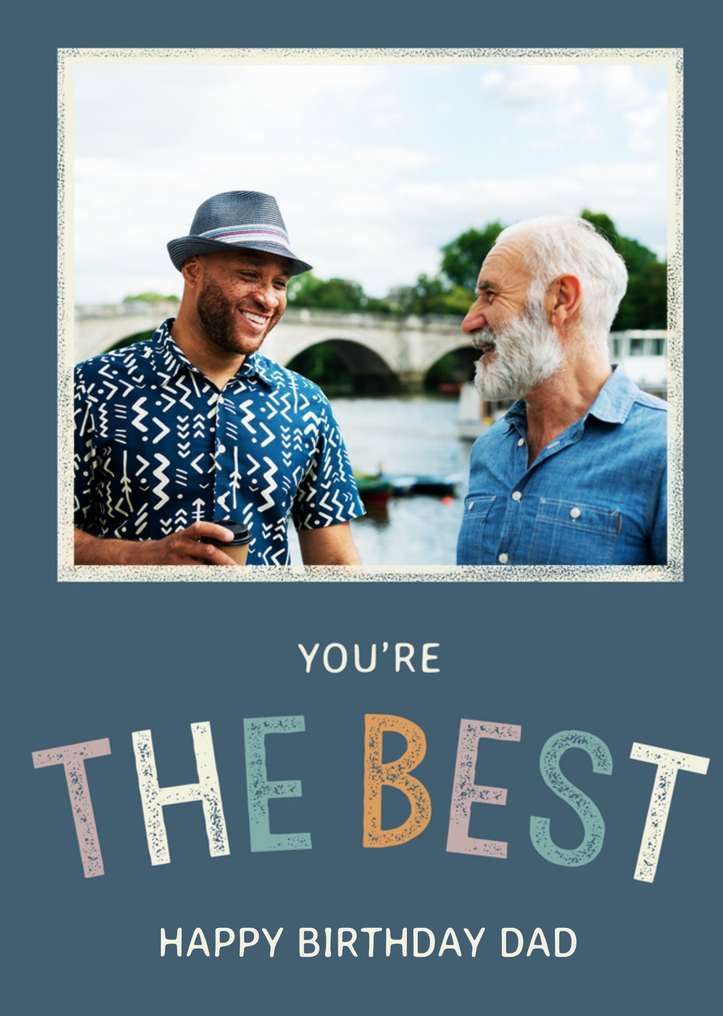 Moonpig You're The Best Print Textured Typography Photo Upload Birthday Card, Large