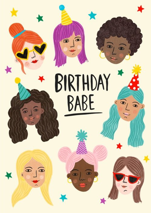 Birthday Babe Girls Illustration Card