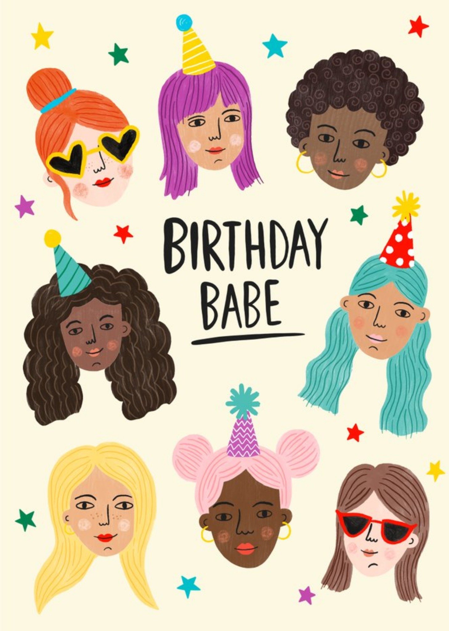 Moonpig Birthday Babe Girls Illustration Card, Large
