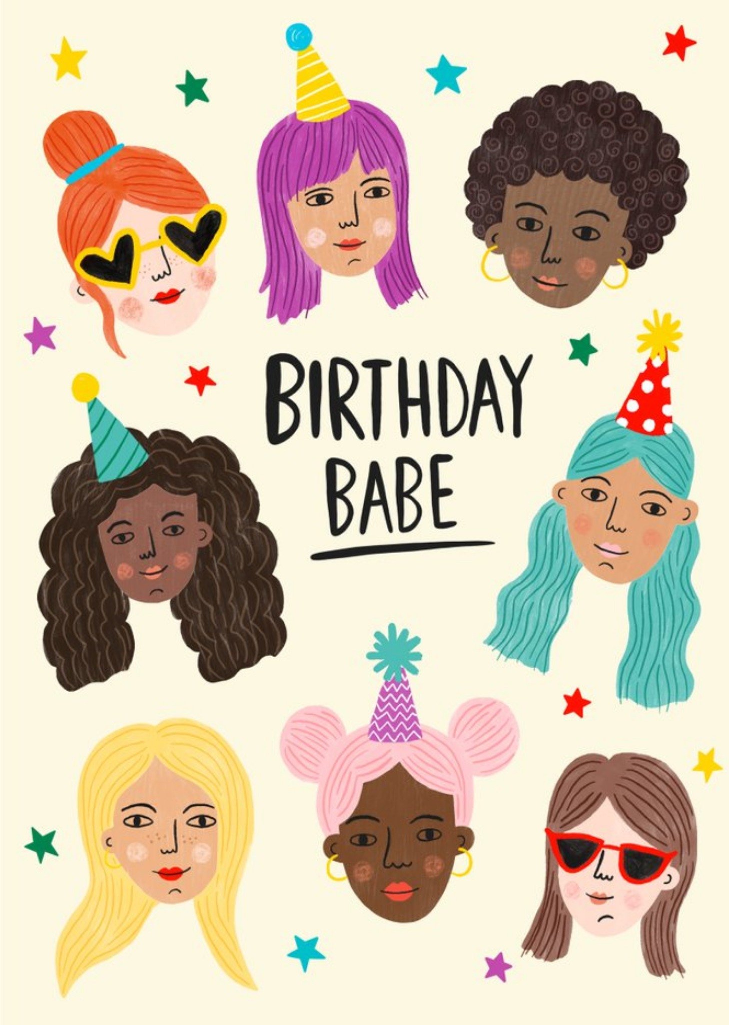 Birthday Babe Girls Illustration Card Ecard