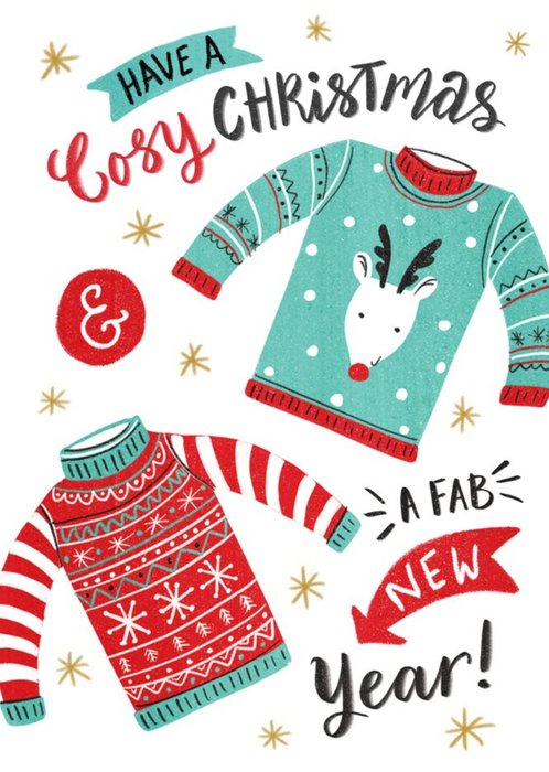Cosy Christmas and A Fab New Year Jumpers Card