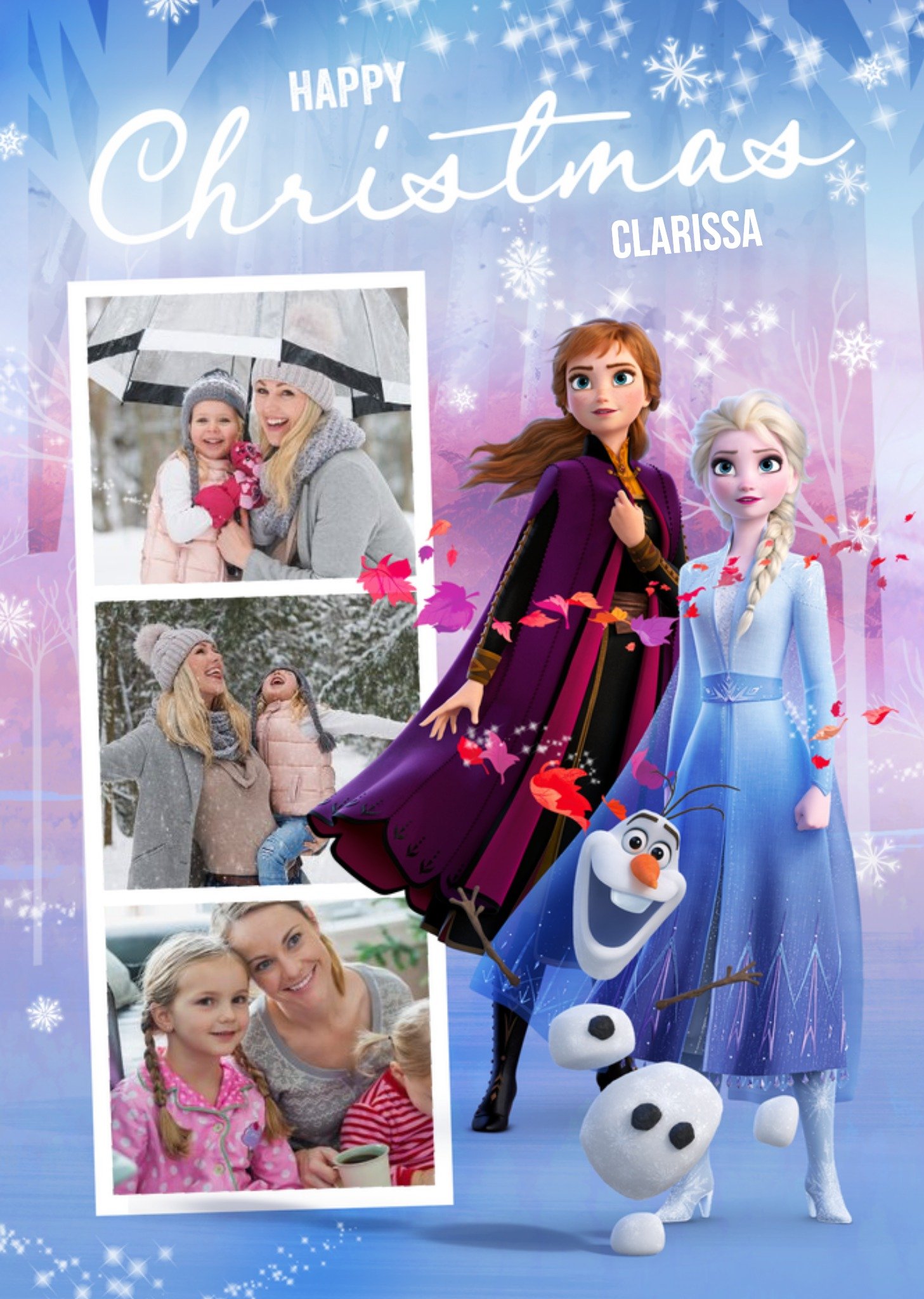 Disney Frozen 2 Anna Elsa Multiple Photo Upload Christmas Card Ecard