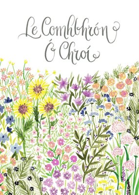 Watercolour Illustration Of A Wild Flower Meadow With Irish Text Thinking Of You Card