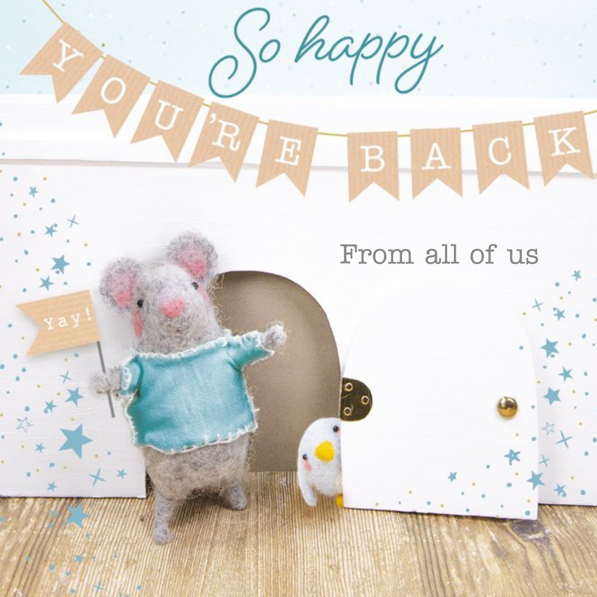 Clintons Illustrated Mouse Customisable Welcome Back Card, Square