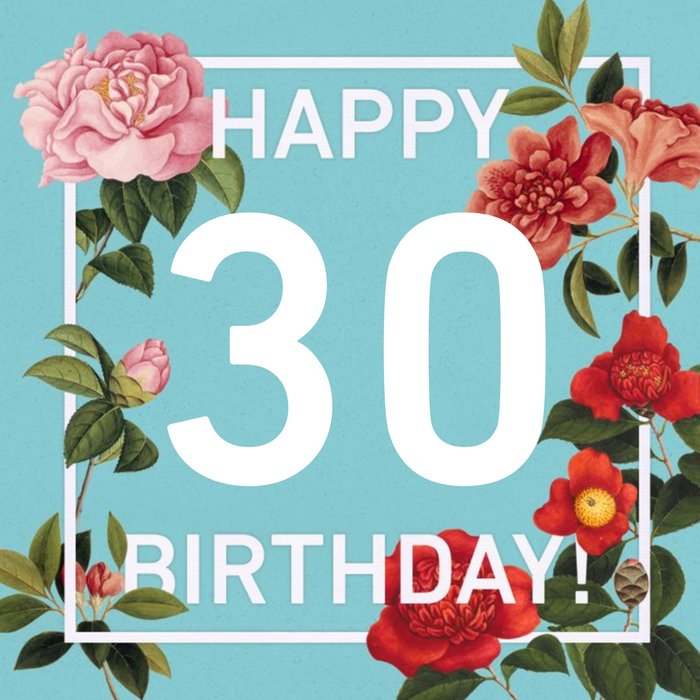 Floral Border Happy 30Th Birthday Card