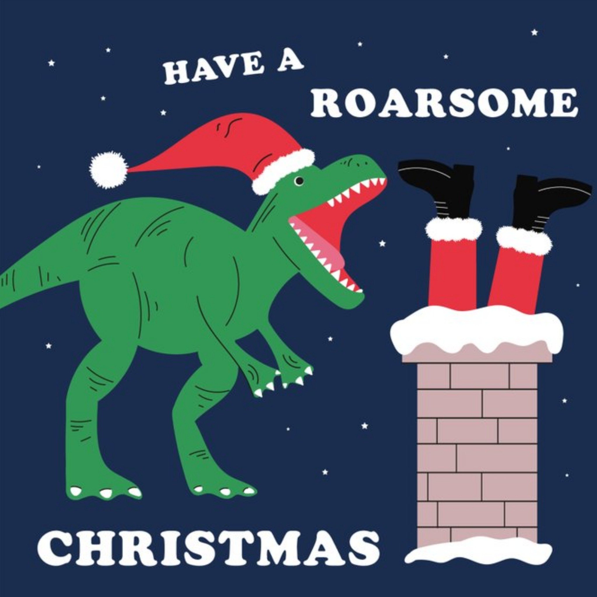 Cute Have A Roarsome Christmas Card, Square