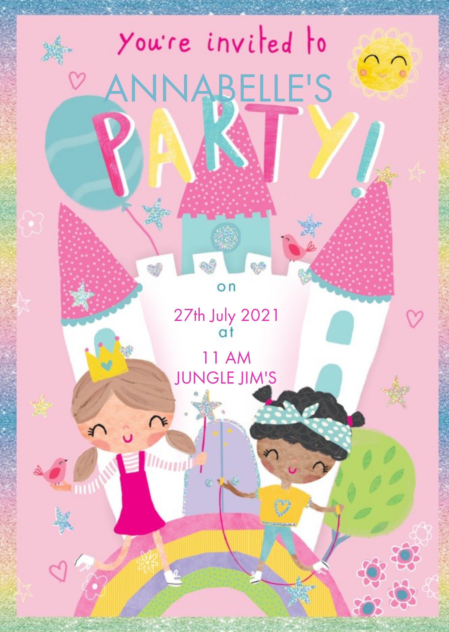 Moonpig Clintons Pink Castle Invitation, Standard Card