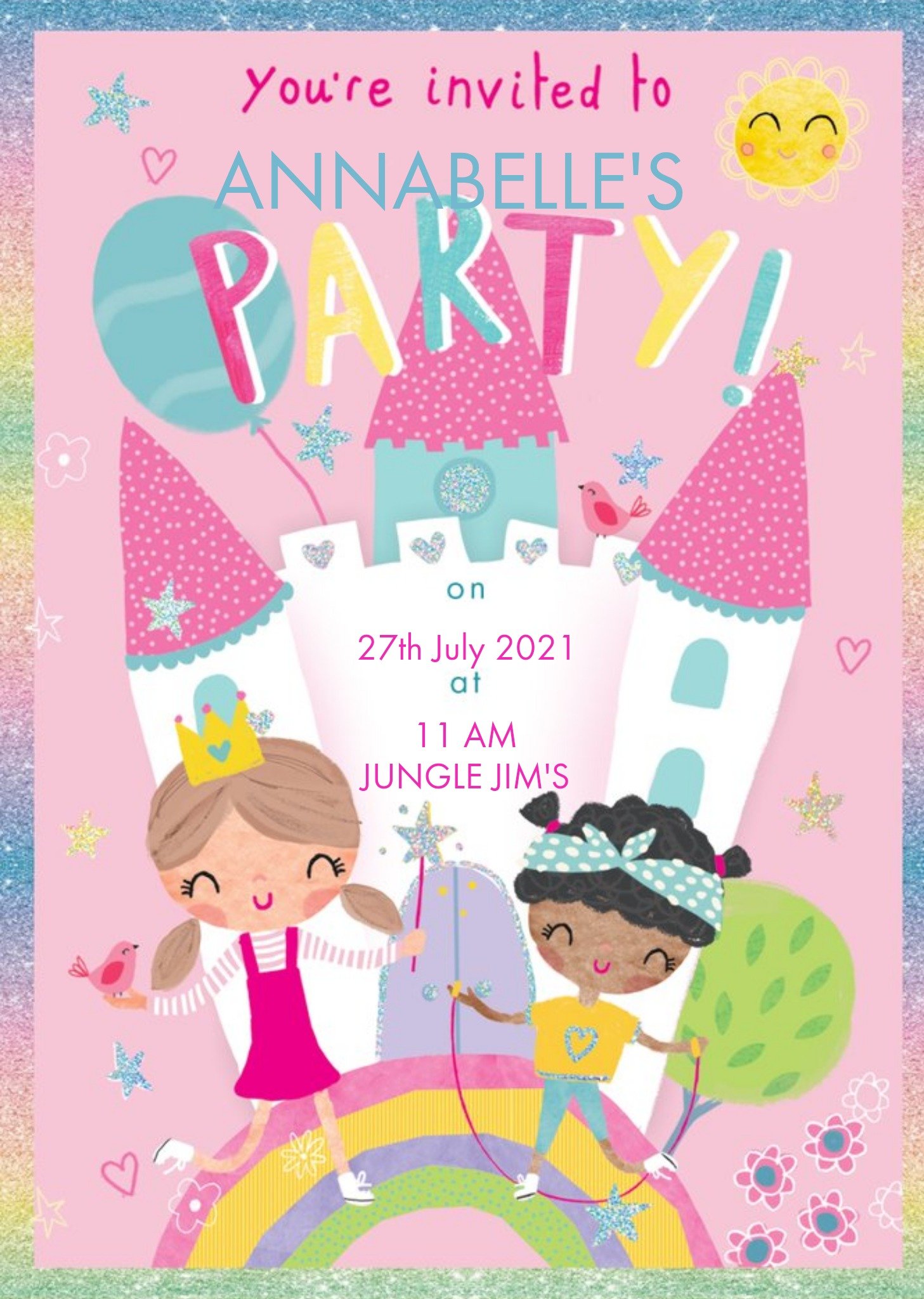 Clintons Pink Castle Invitation, Standard Card