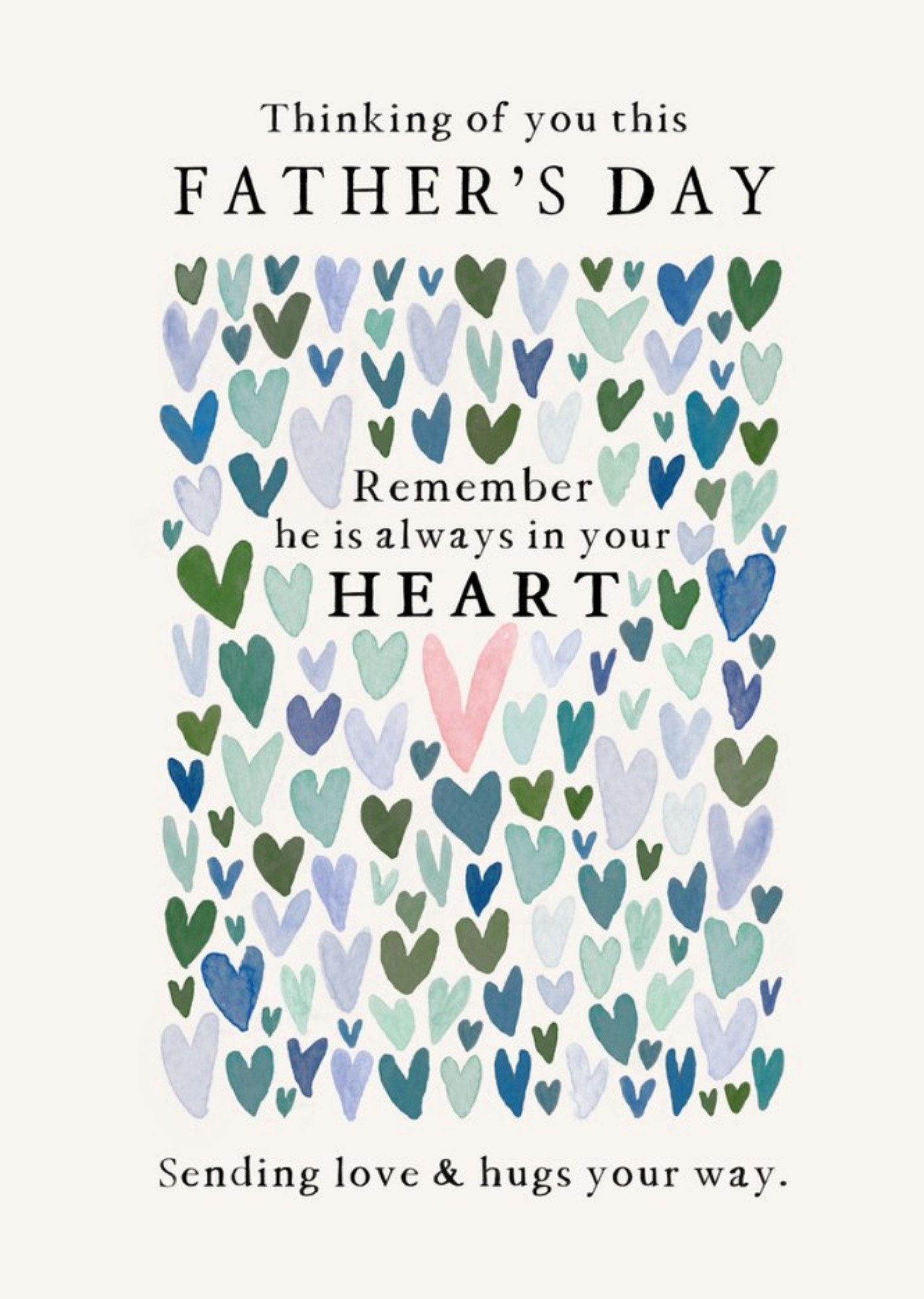 Sentimental Message With Hand-Painted Hearts Thinking Of You Father's Day Card Ecard