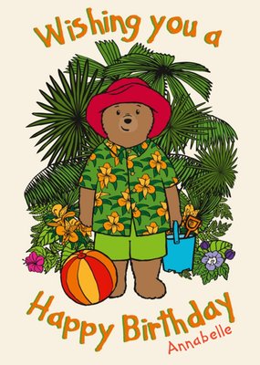 Paddington Bear At The Beach Birthday Card