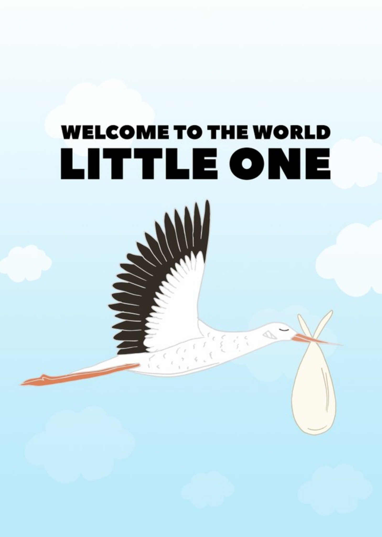 Pearl And Ivy Illustrated Stork New Baby Welcome To The World Card Ecard