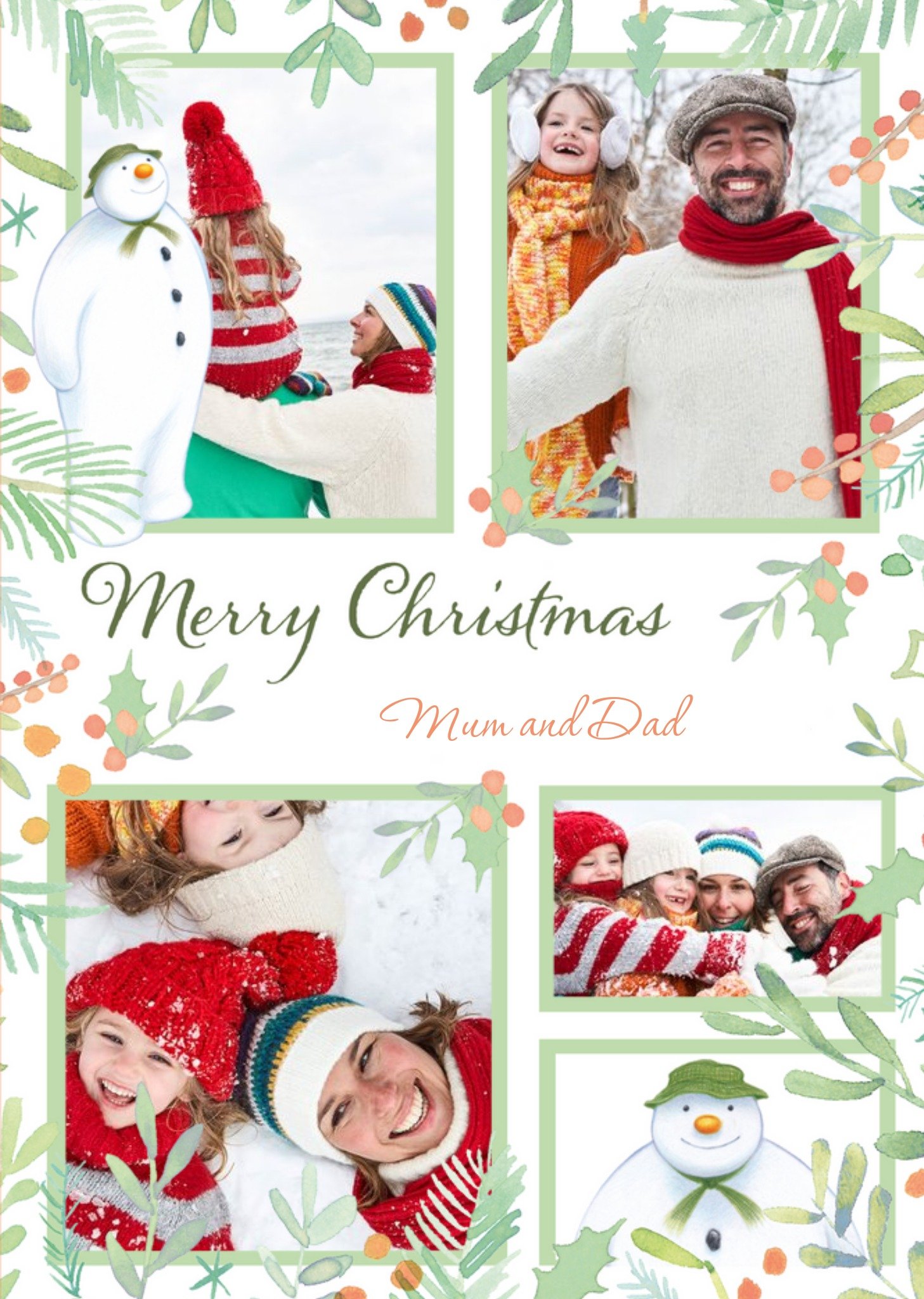 The Snowman Merry Christmas To Mum And Dad Photo Upload Christmas Card Ecard