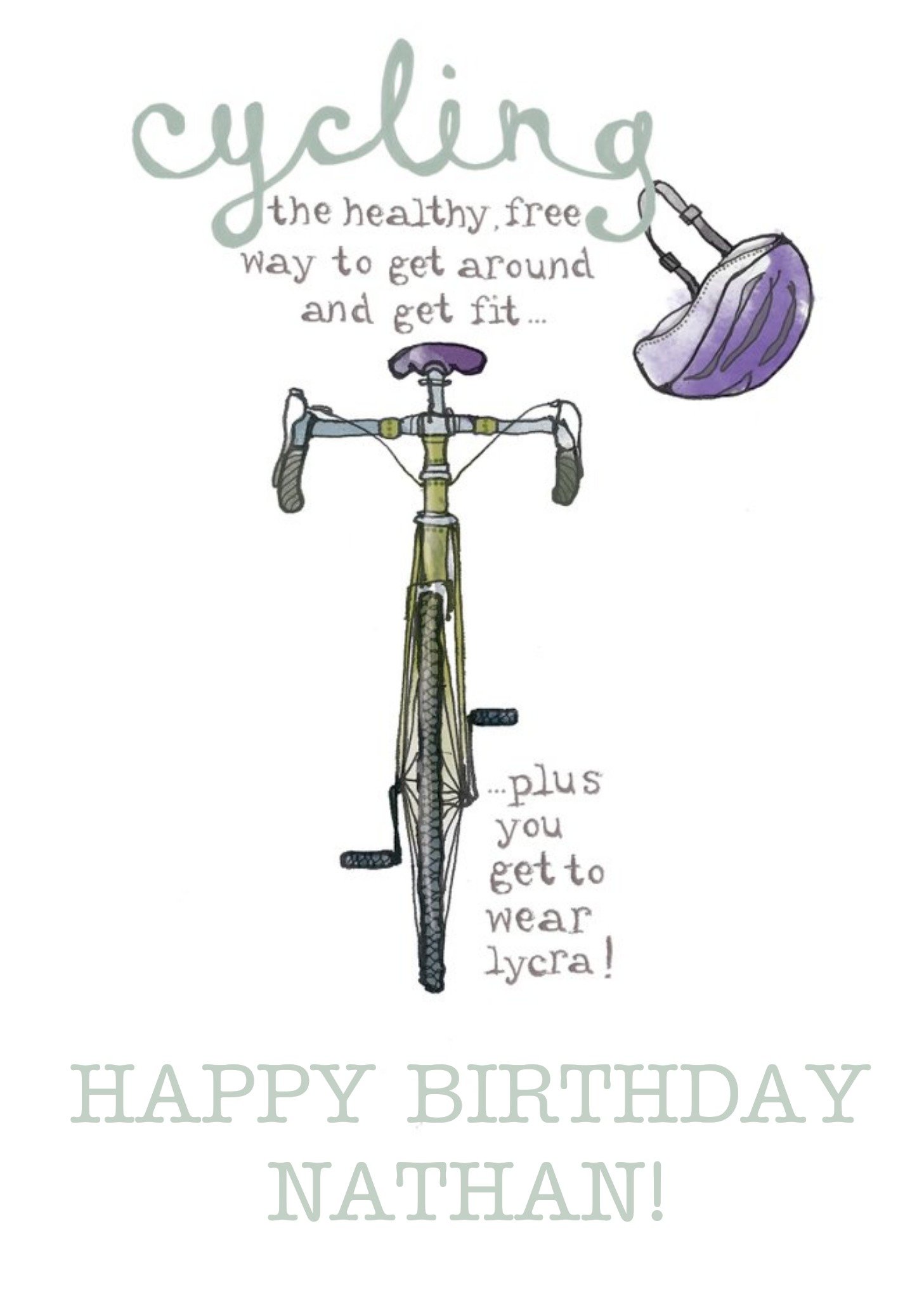 Illustrated Cycling Happy Birthday Card Ecard