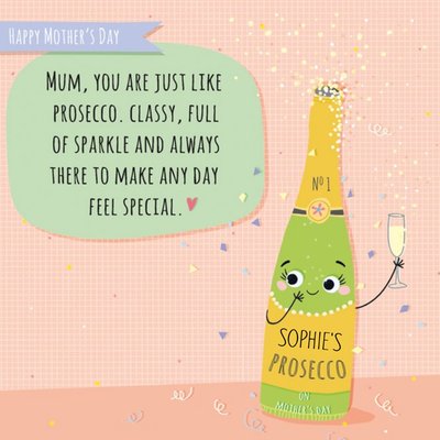 Prosecco Mother's Day Card - Classy - Full of Sparkle