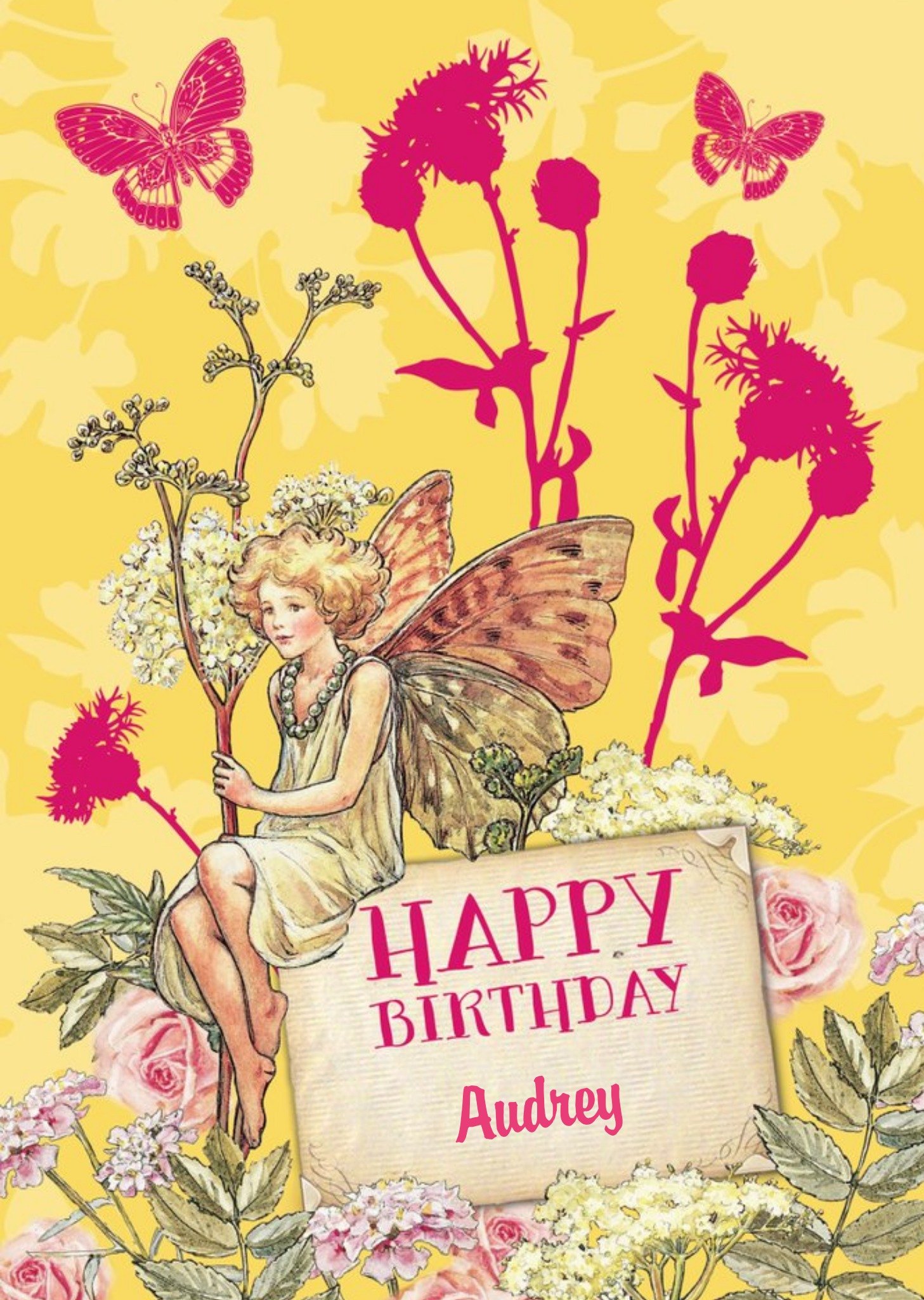 Flower Fairies Fairy In The Garden Personalised Happy Birthday Card Ecard
